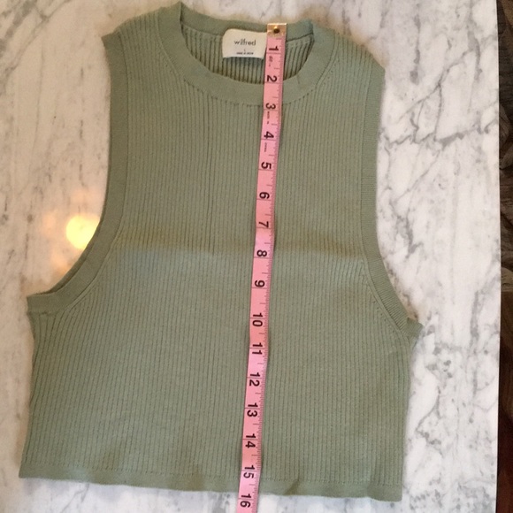 Aritzia Wilfred Reso Sweater Crop Green Size L - Picture 6 of 7